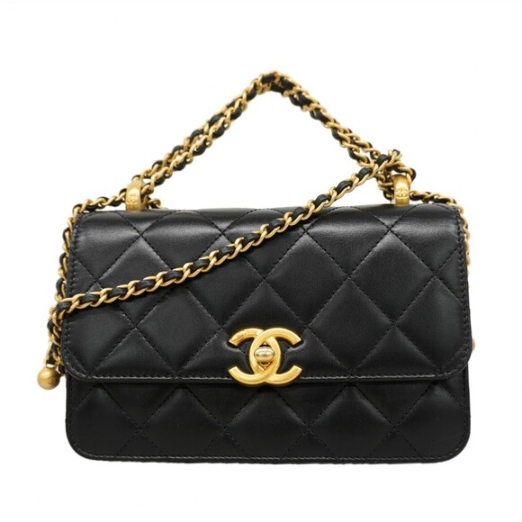 CHANEL Handbags - Chanel Matelassé Chain Shoulder Bag, Lambskin, Black, Women's OP001064